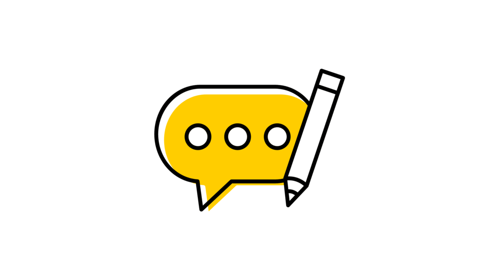 Speech bubble with pen